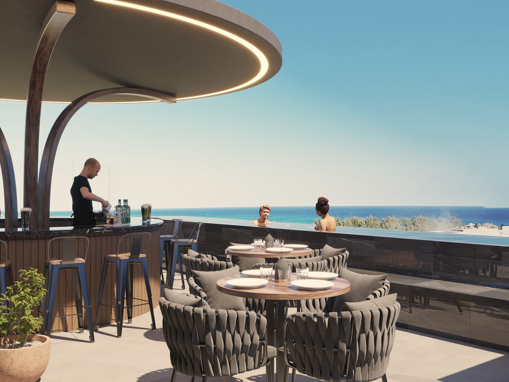 Rooftop pool with ocean views at DK 44 Phase II Playa del Carmen